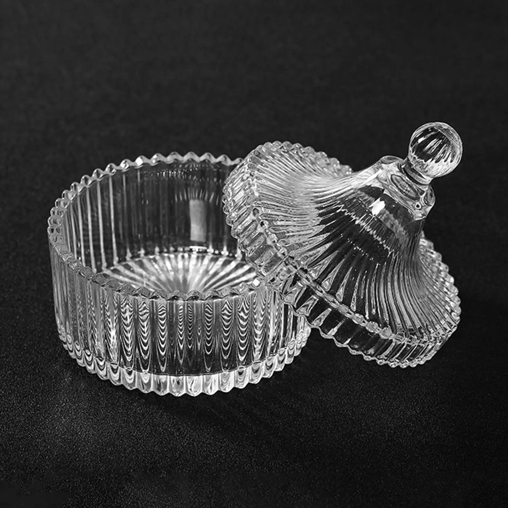 Dusting Powder Container Glass Makeup Puff Box Body Jar Lid Women