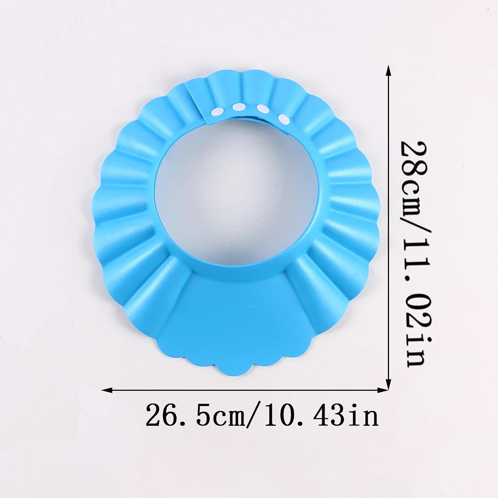 Adjustable Baby Shower Cap Eye Ear Protection Waterproof Shampoo Hat Bath Visor Shield Zpaxo Blue