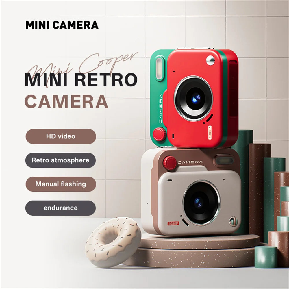 Y6000 Thumb Camera HD 1080P Retro Mini Camera Portable With Screen Flash Lamp Cam Outdoor Travel Photo Recorder CCD Digital Cam Zpaxo
