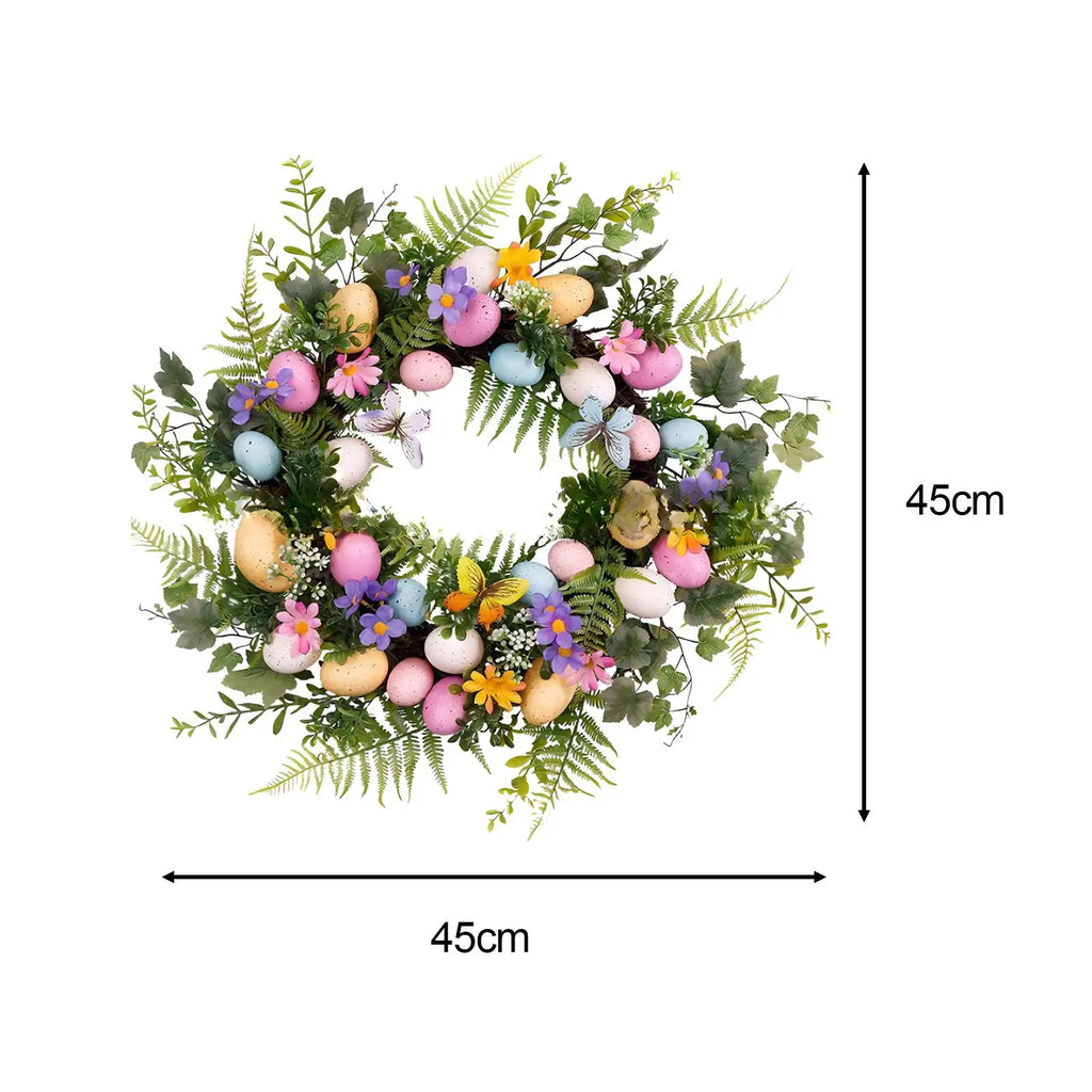 Easter Egg Wreath Artificial Green Leaves Garland Easter Door Garland for Front Door, Easter Celebration, Wall ,Window Decor Zpaxo