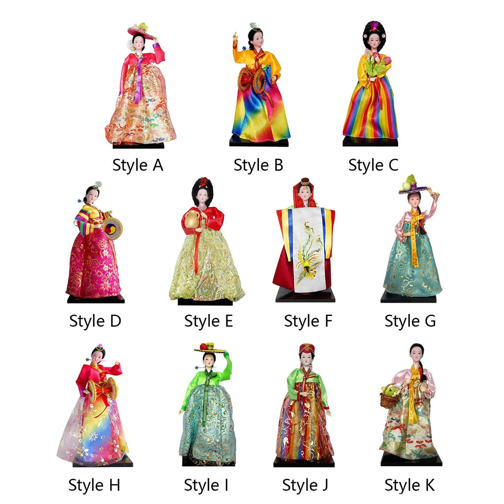 Korean Hanbok Doll Figurine – 12" Resin Collectible Statue Decorative Figurine Zpaxo