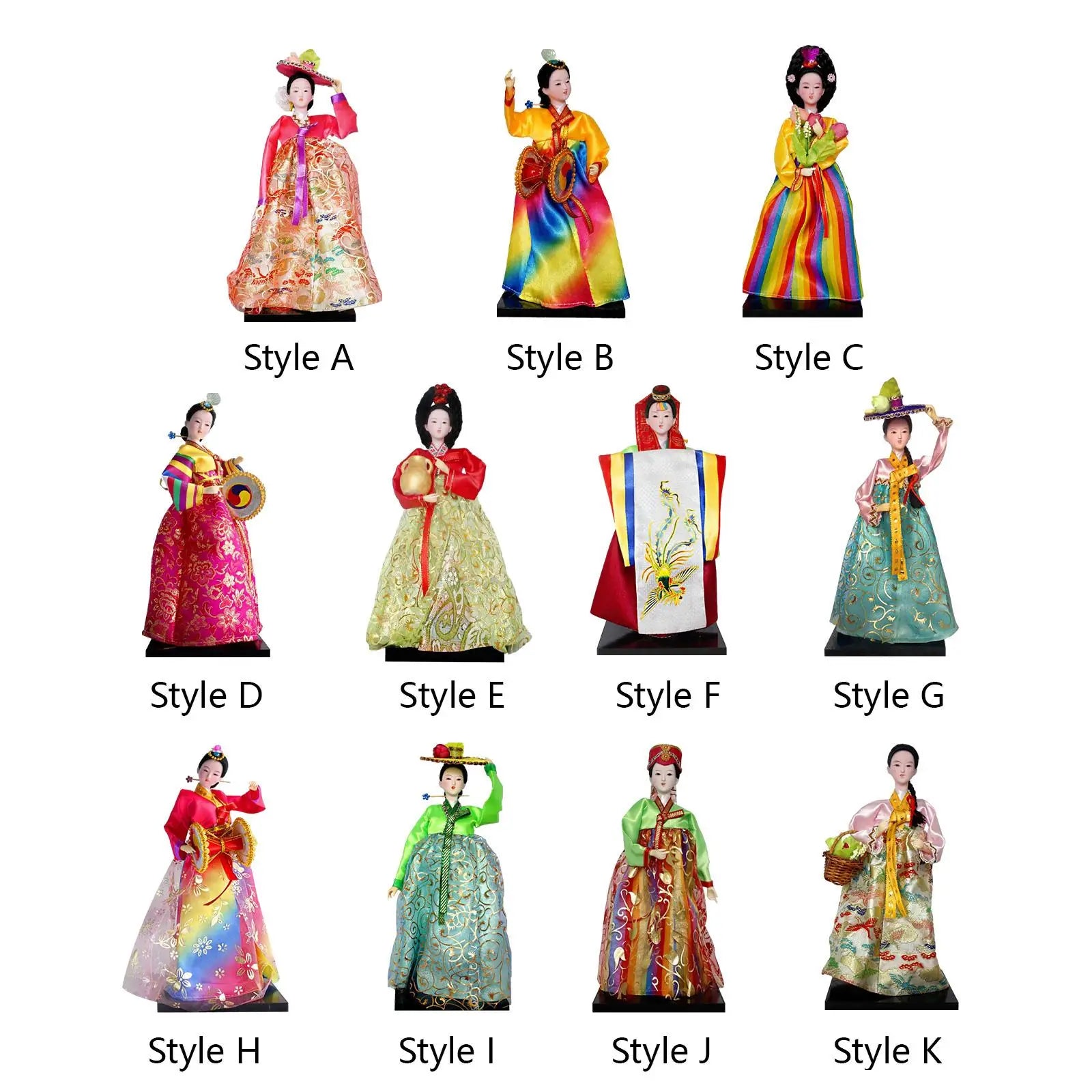 Korean Hanbok Doll Figurine – 12" Resin Collectible Statue Decorative Figurine Zpaxo