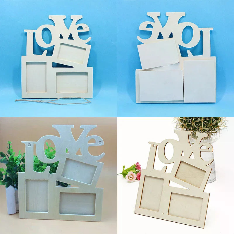 DIY Sweet Wooden Hollow Love Photo Picture Frame Home Decor Art Zpaxo