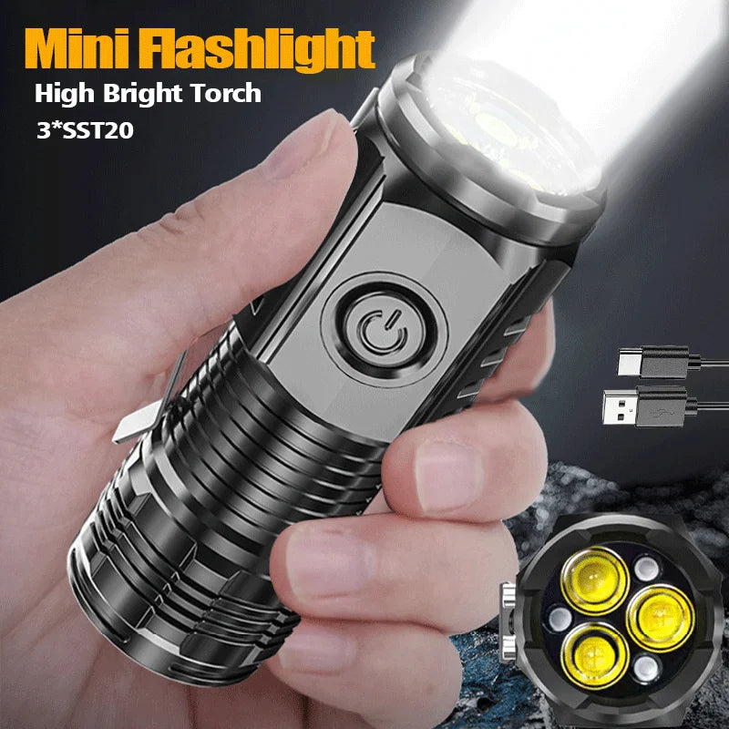 KDULIT Mini USB Rechargeable LED Flashlight – 5 Modes, Magnetic