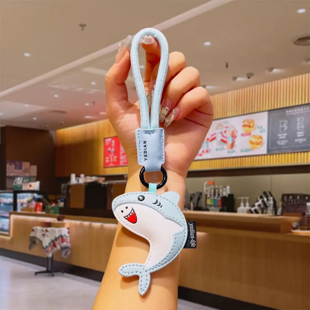 Funny PU Leather Dolphin Keychain Ocean Animal Shark Dolphin Pendant Birthday Gifts Bag Charms Car Keyring Girl/Boy Zpaxo