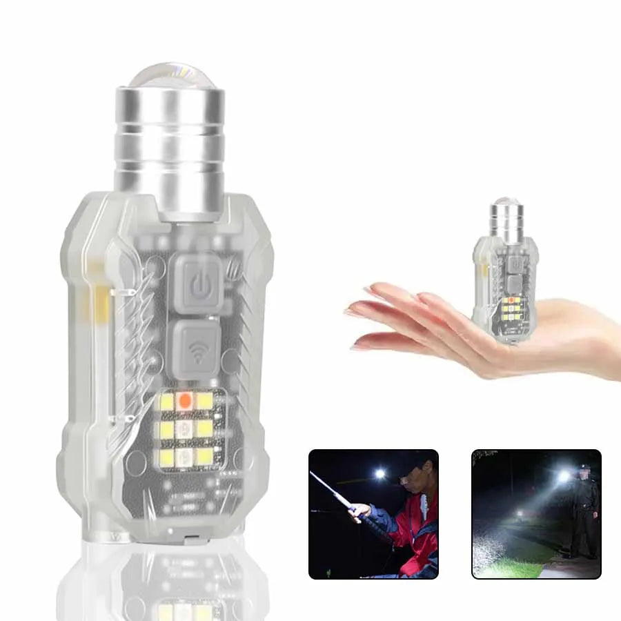 Mini LED COB Keychain Flashlight – 8-Mode USB-C Rechargeable EDC