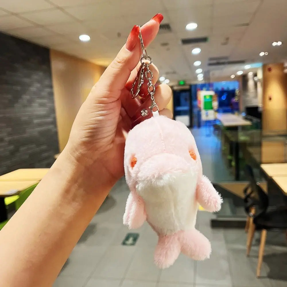 Cute Dolphin Doll Keychain Dolphin Soft Fluffy Pom Pom Whale Key Ring Fluffy Cute Cute Dolphin Pendant Decoration Zpaxo pink-key ring