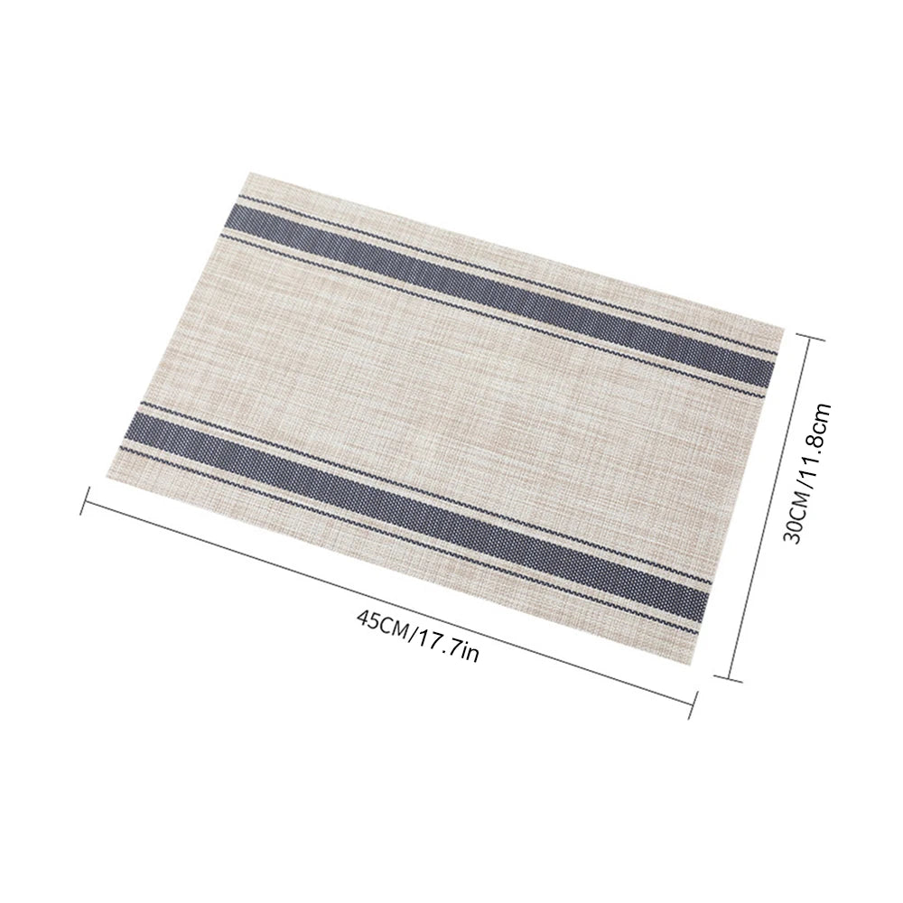 3Pcs Stripe Placemats Heat-Resistant Woven Vinyl PVC Table Mats for Dining Table Washable Zpaxo