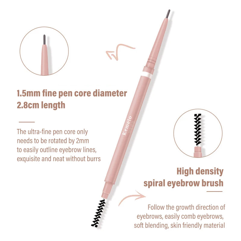 6 Colors 1.5mm Ultra Fine Double-Ended Eyebrow Pencil with Brush Long Lasting Waterproof Professional Eye Makeup Cosmetics Zpaxo