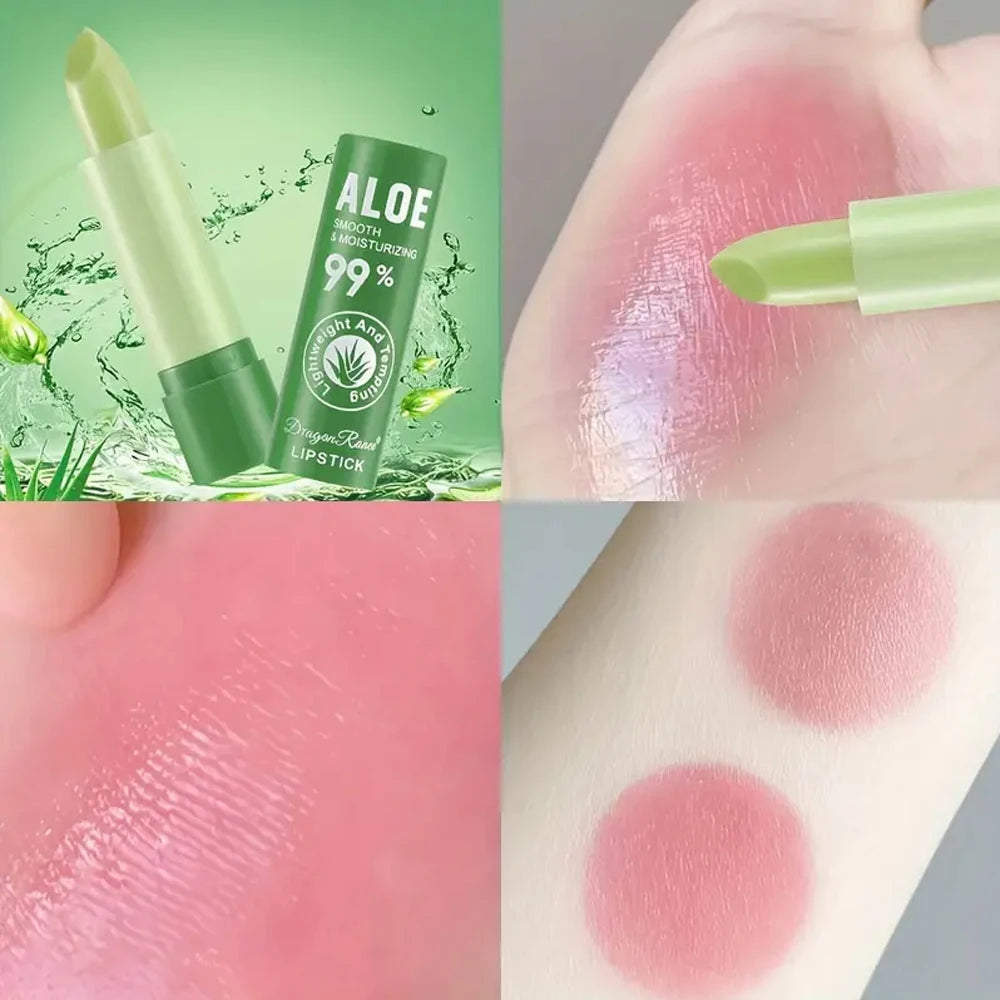 12-Piece Aloe Vera Lip Balm Set, Long-Lasting Moisturizing, Non-Stick, Waterproof, Color-Changing Jelly Lipstick Containing Plan Zpaxo