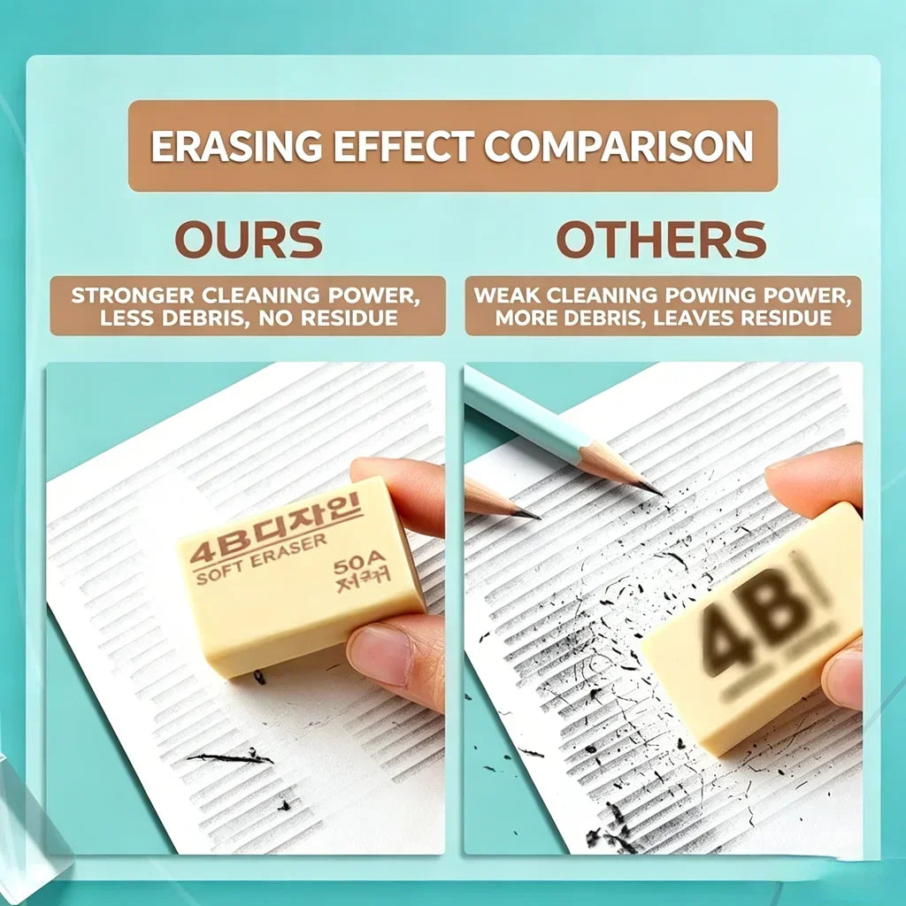 1- Wipe Pencil Handwriting 4B Pencils Eraser Writing Drawing Rubber Zpaxo