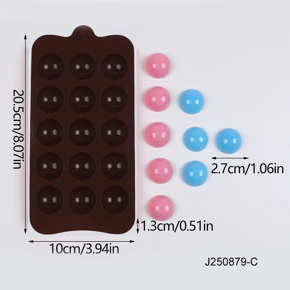 Chocolate Silicone Mold DIY Walnut Worm Donut Flower Heart Square Round Semicircle Fondant Candy Jelly Cookie Dessert Baking Zpaxo Semicircle J250879-C