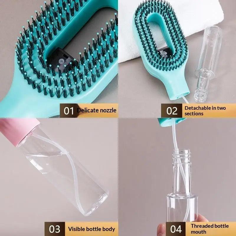 Spray Hair Brush Refillable Liquid Water Paddle Comb Anti Static Soft Zpaxo