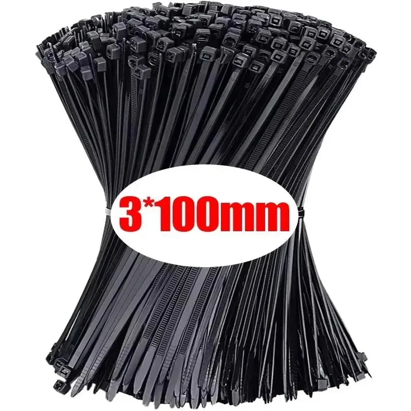 Black Cable Ties Tensile Strength Uv Resistant Self-locking Home Zpaxo 3X100mm-100Pcs