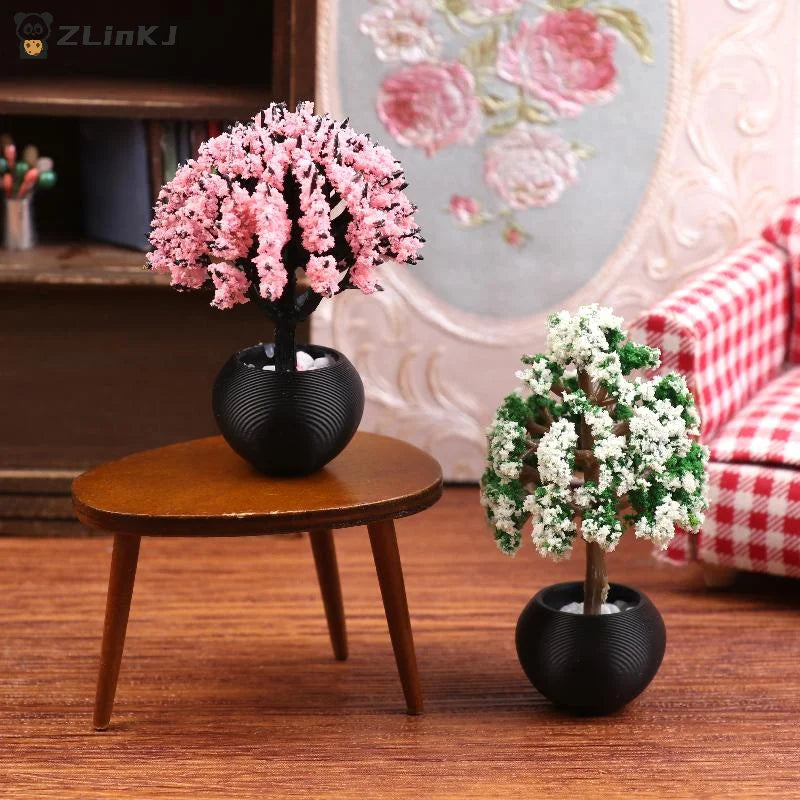 ▶2Pcs 1/12 Dollhouse Simulation Flower Pot Model Doll Home Miniature Potted Plants Garden Ornament Micro Scene Decor Zpaxo