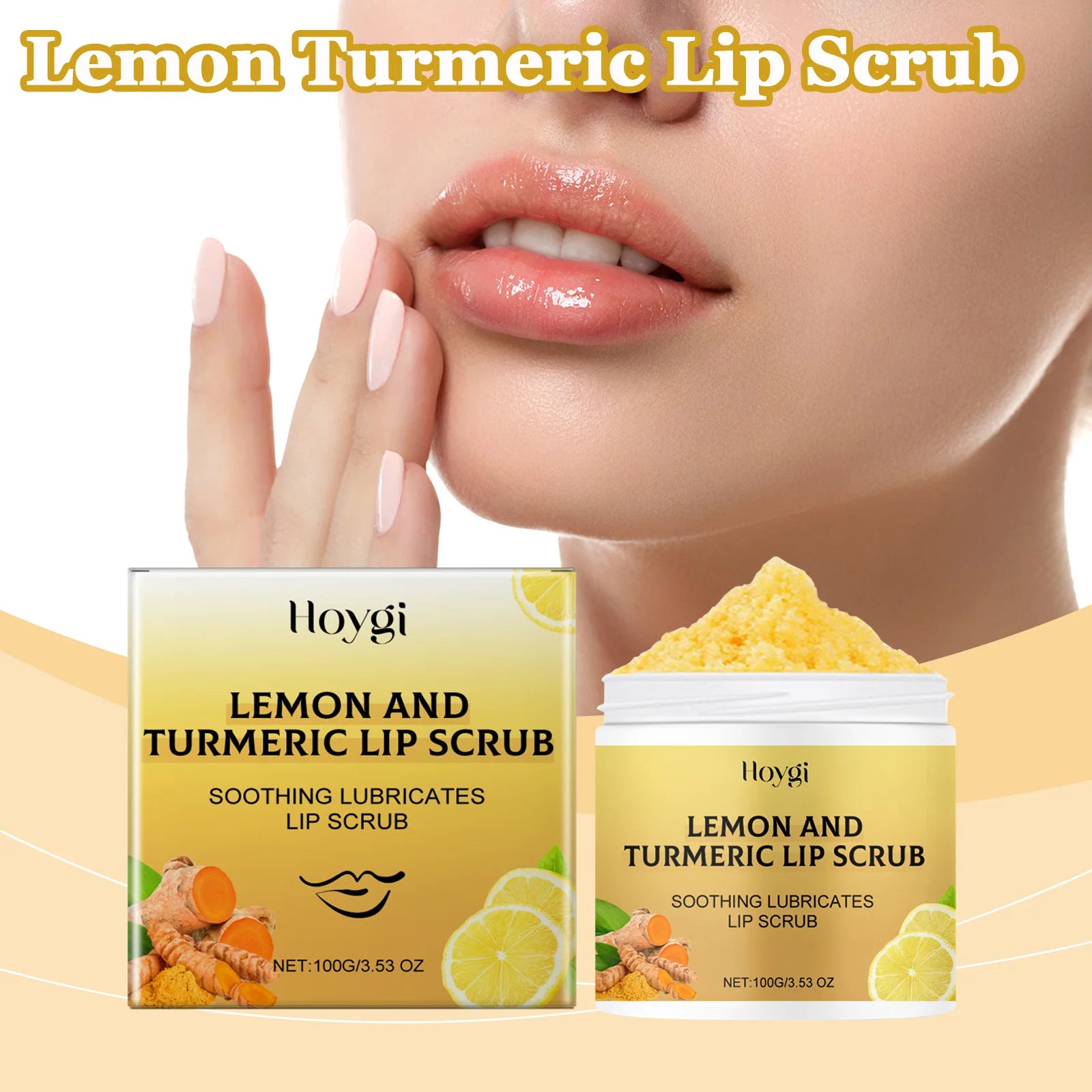 Turmeric Lemon Lip Scrub Dead Skin Removal Exfoliating Moisturizing Balm for Dry Chapped Lips Fade Lip Lines Nourishing Lip Care Zpaxo