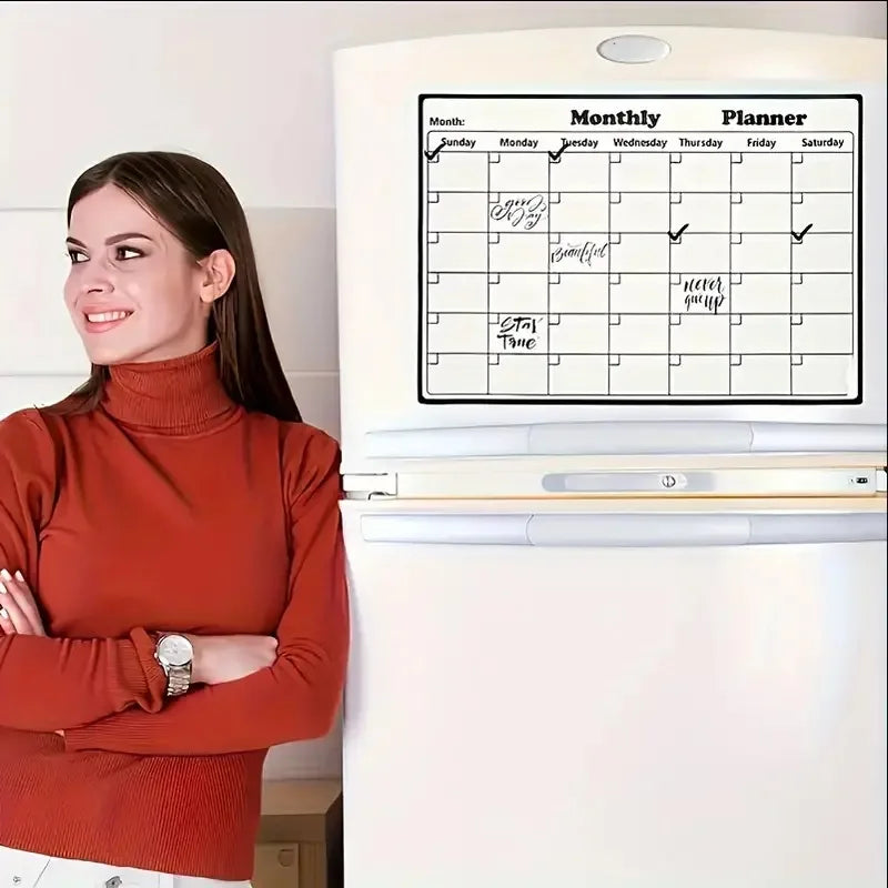 Stylish Magnetic Dry Erase Calendar - Versatile Monthly Planner for Refrigerator - Easy Kitchen Organization & Decor Zpaxo