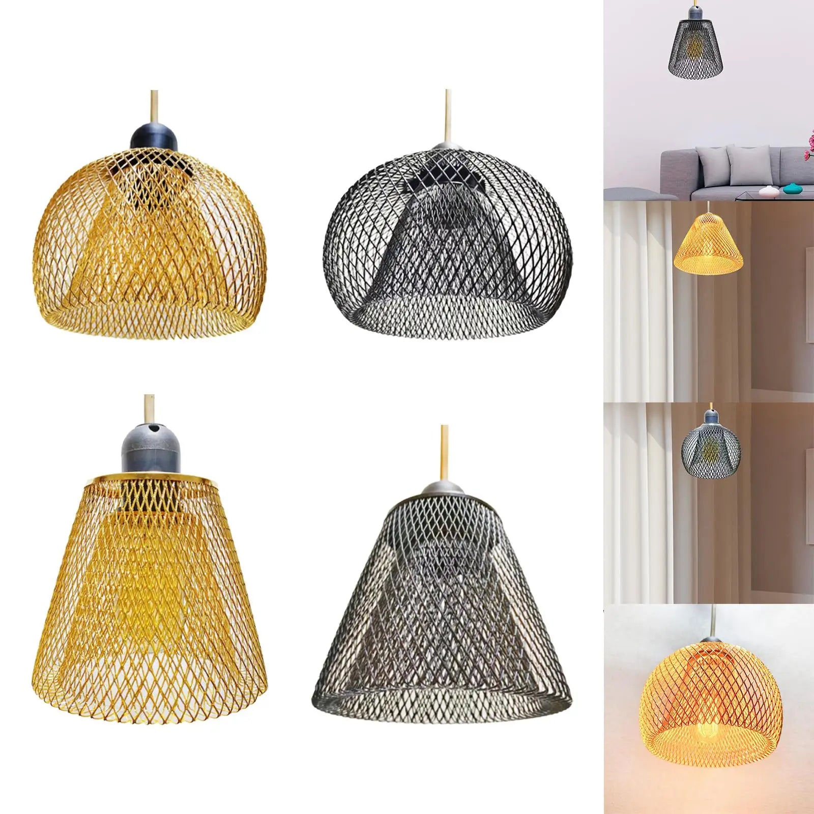 Vintage Woven Metal Pendant Lamp Shade – Boho Hanging Light Pendant Lamp Shade Zpaxo