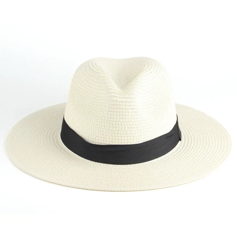 Fashion Men Straw Hat Women Summer Trendy Beach Sun Hats Solid Zpaxo WHITE