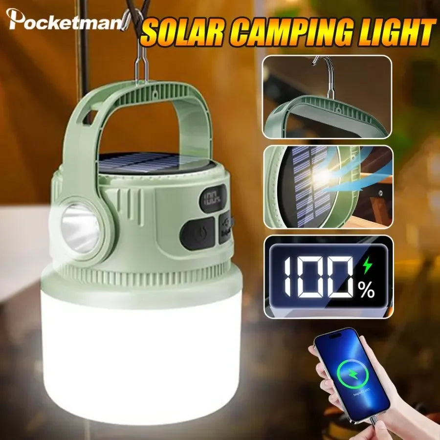 POCKETMAN Solar LED Camping Lantern – Waterproof Rechargeable