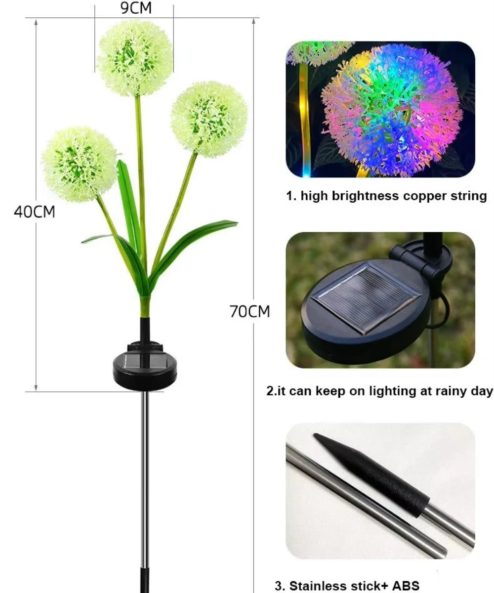 Outdoor Waterproof Solar Light Multiple Color Bulb Dandelion Ground Light for Outdoor Garden Villa Decoration Lawn Lamp Zpaxo