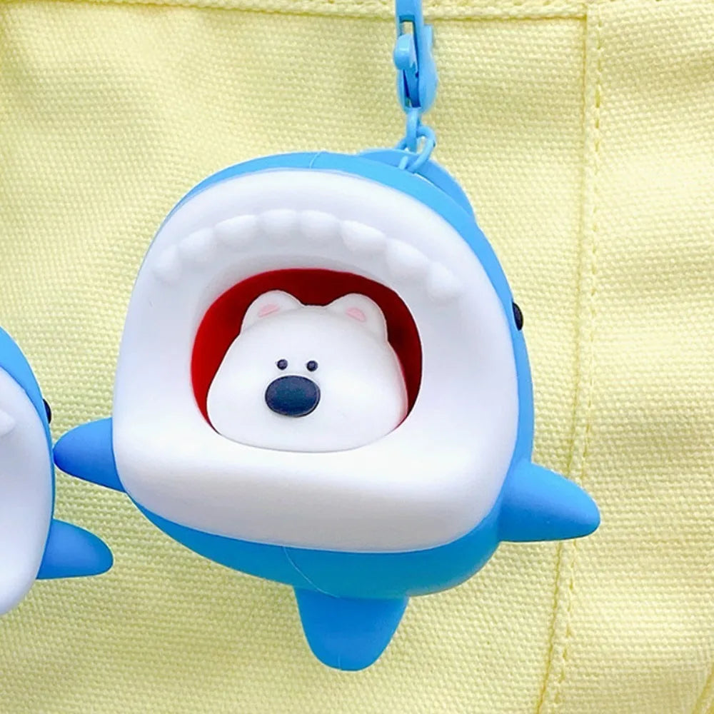 Cat Aquarium Shark Squeeze Keyring Creative Cute Silicone Penguin Pendant Funny Soft Polar Bear Keychain Hanging Accessory Zpaxo Polar Bear