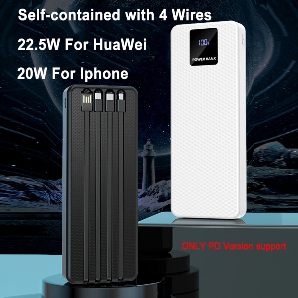6*18650 USB Detachable Battery Storage Box For Phone Charging QC 3.0 PD DIY Battery Shell With Cables Portable Power Bank Case Zpaxo
