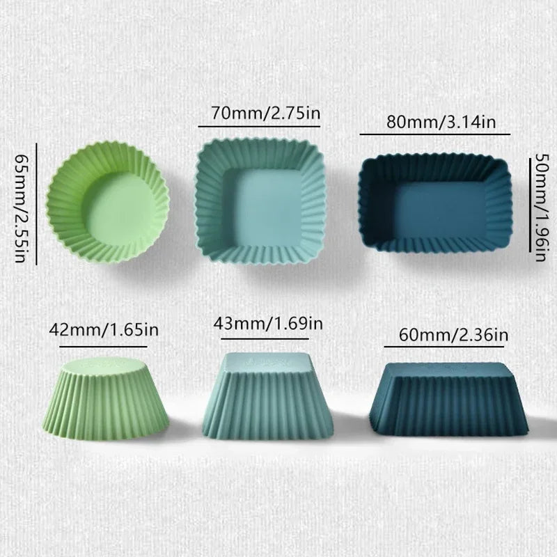 12pcs Reusable Silicone Cupcake Baking Cups Non-Stick Muffin Liners Molds Sets Bento Lunch Box Dividers Pastry Cake Molds Zpaxo
