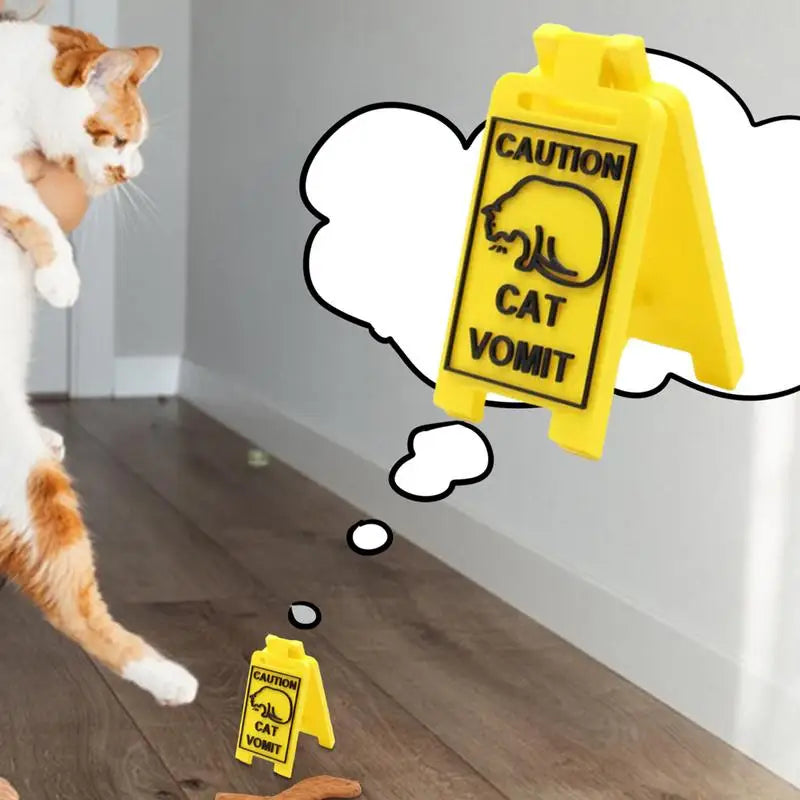 Cat Vomit Sign Funny Creative Dog Caution Urine Attention Lovers Pet