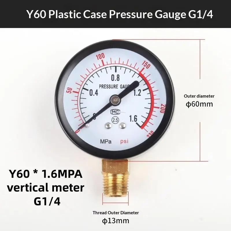 1Pcs 0-25Bar 0-10Bar 0-12Bar Hydraulic Fluid Measuring Instrument Air Compressor Pressure Gauge DIY Accessories Zpaxo A3