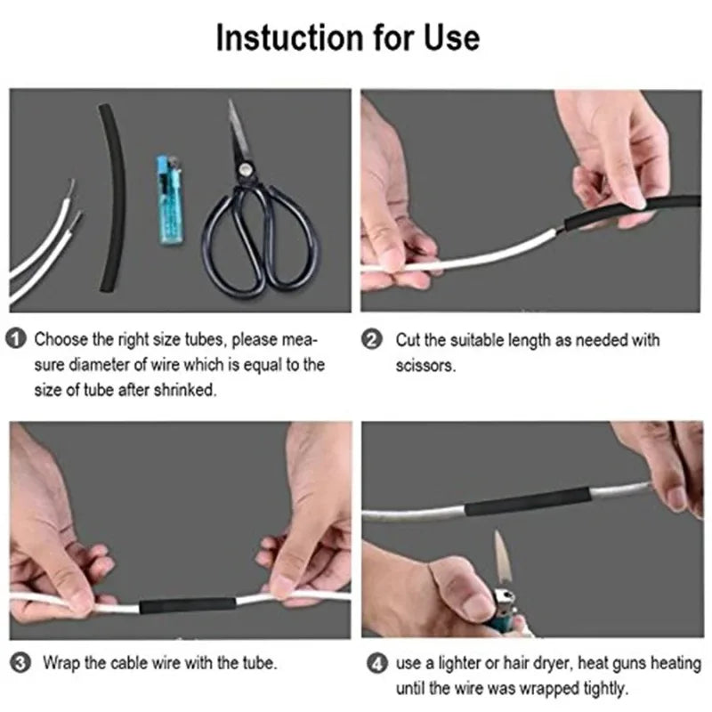 127/164/328/560/650/800PCS Heat Shrink Tube Shrinking Assorted Polyolefin Insulation Sleeving Wire Cable Sleeves Wrap Zpaxo