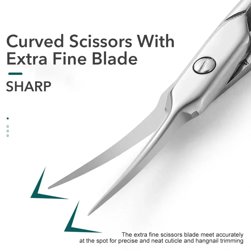 Compact Size Stainless Steel Cuticle Scissors - Curved Blade Nail Manicure Tool for Eyebrow Eyelash Dry Skin Multi-purpose Zpaxo