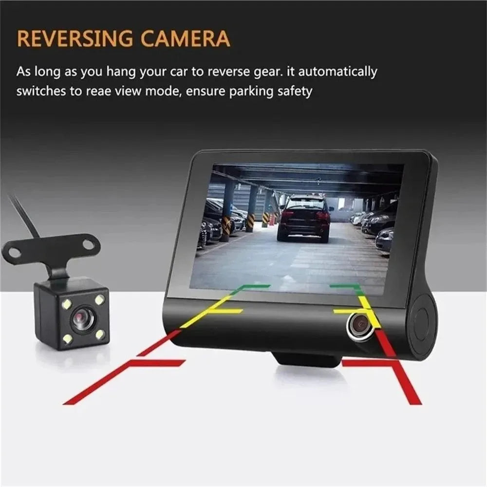 Three Lenses Car Driving Tachograph Front Rear Inside Night Vision HD Zpaxo