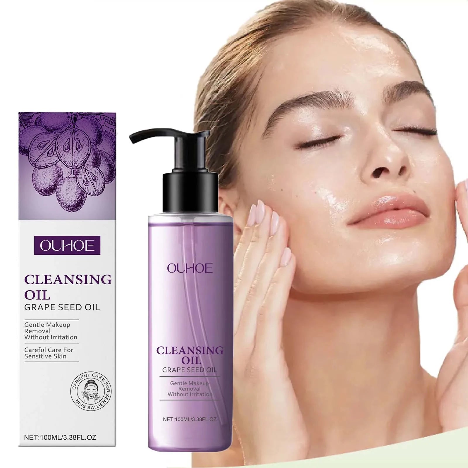 Grape Seed Cleansing Oil Makeup Remover – Sensitive Skin Facial Cleansing Oil Zpaxo