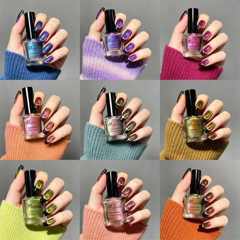 Iridescent Cat Eye Nail Polish Magnetic Polarized Gel No Lamp Baking