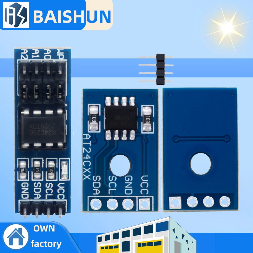 ‌AT24C256 I2C EEPROM Memory Module (256Kbit, 1.8-5.5V) with SOP-8 Package & Address Pins I2C Interface Storage Board for Ardui Zpaxo
