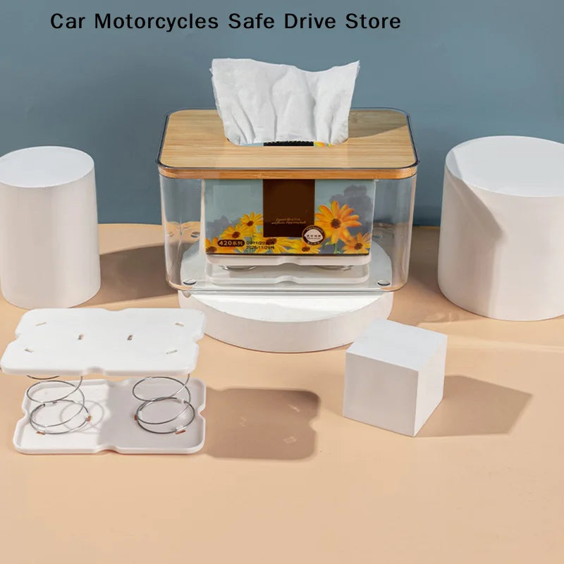 CMCreative Automatic Lift Spring Holder Tissue Box Loaded Bracket Car