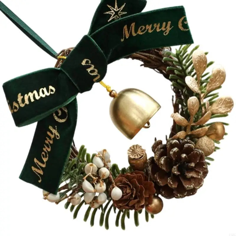 Holiday Door Hanger Pinecones Berries Bells Durable Wooden Christmas