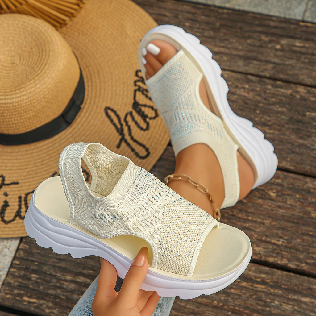 Women Sandals Lightweight Beach Wedge Shoes Women Summer Comfort Casual Sport Sandals Women Platform Roman Plus Size Sandals Zpaxo Light yellow 41