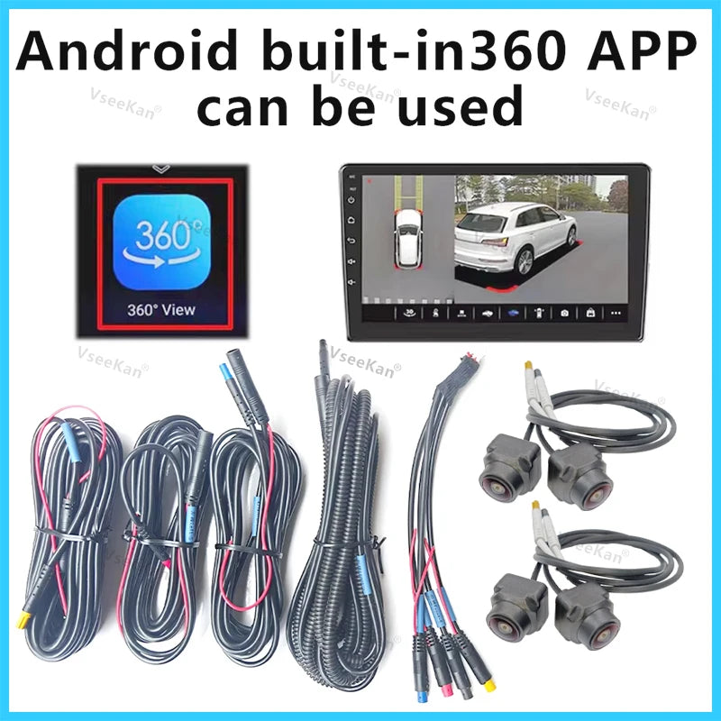 8K AHD 1080P 720P 3D Car 360 Panoramic Camera 4 Square Cameras