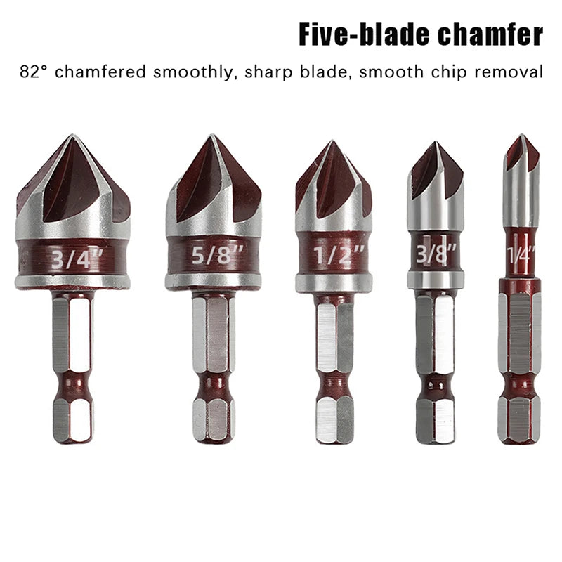 Multi-size Countersink Bits Hole Opener Chamfer Drill Bit Hex Shank Zpaxo