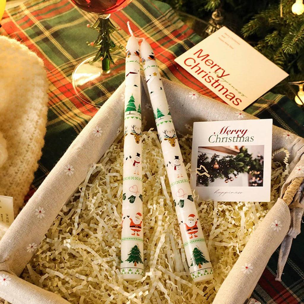 2-Piece Christmas Candle Ornaments Odorless Decor Home Wedding Table