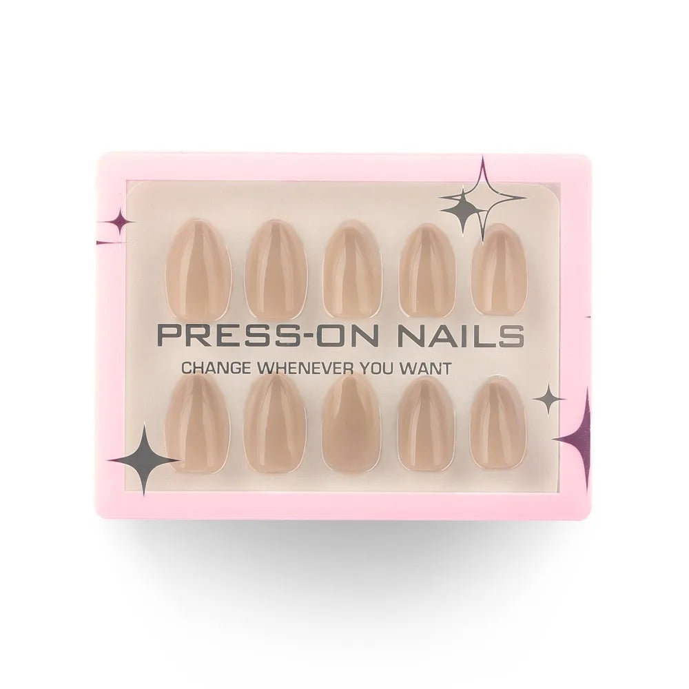 Manicure Long Almond False Nails Simple French Press Solid Detachable Zpaxo GD47