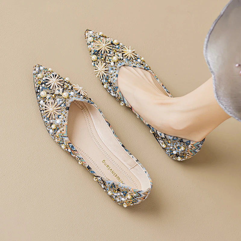 Women Retro Soft Sole Single Shoes Summer Unique Design Shallow Mouth Zpaxo