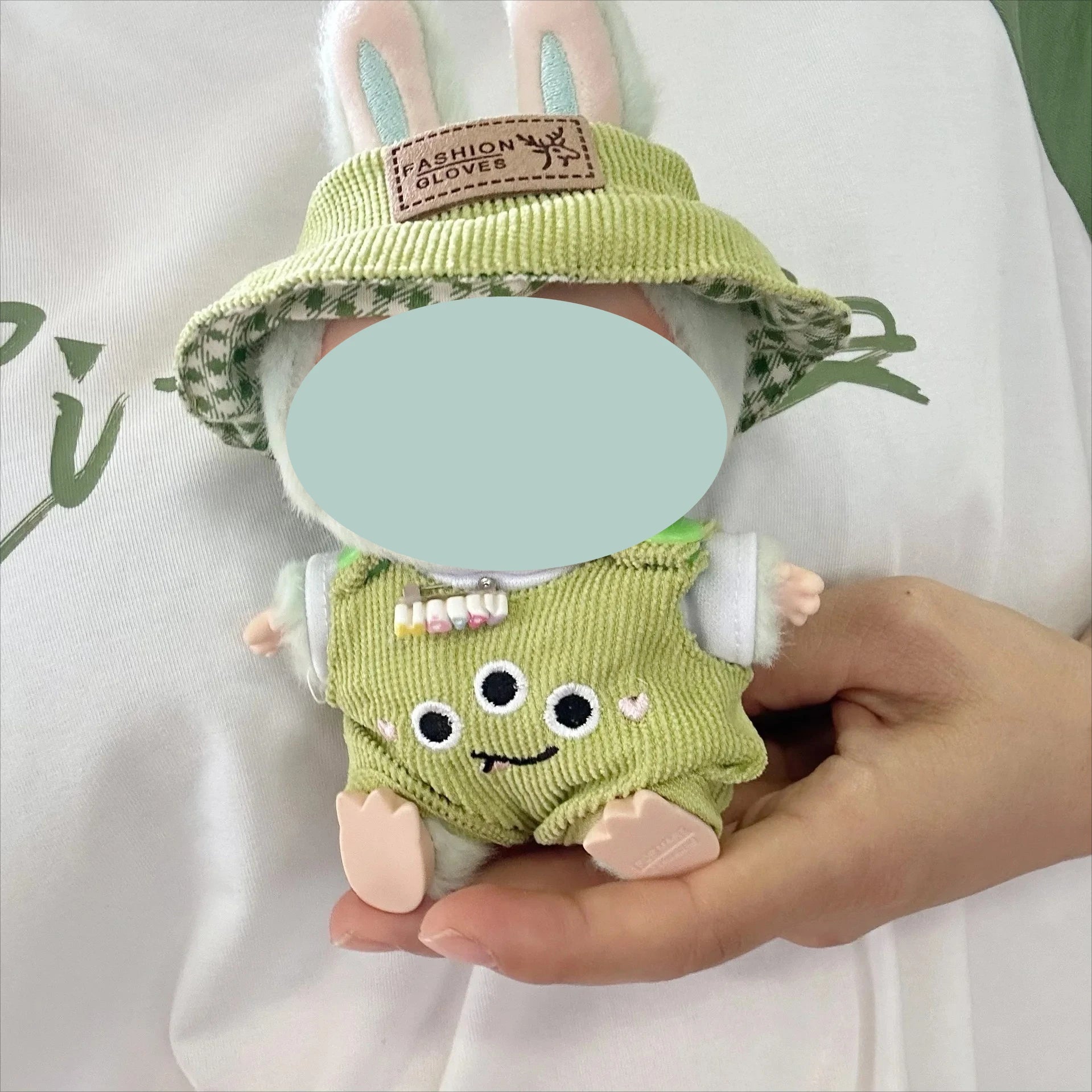 17cm Labubu Autumn Onesie & Hat Set – Kpop Doll Outfit Doll Outfit Set Zpaxo green 3pcs set no doll