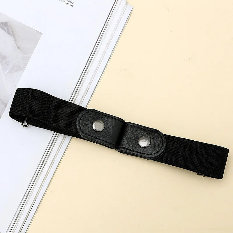Unisex Invisible Elastic Belt Adjustable Buckle Stretch No-show Jeans
