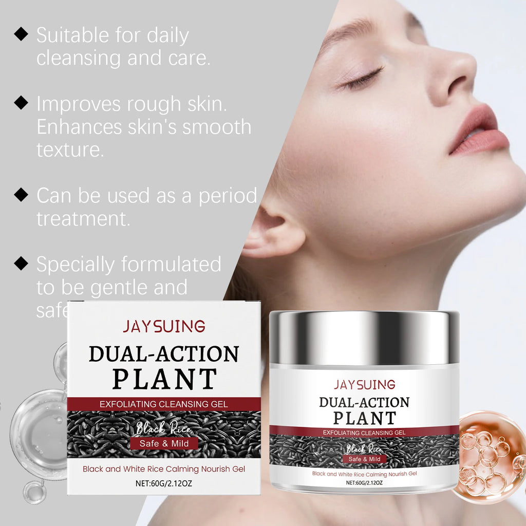 Black Rice Facial Cleansing Gel 60g, Deep Pore Cleanse Exfoliating Scrub Gentle Face Wash for Smooth Skin Daily Cleanser Winter Zpaxo