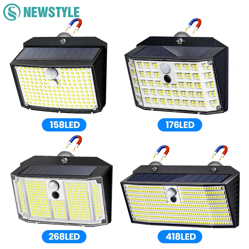 Magnetic Solar Wall Light Outdoor Solar Motion Sensor Lights with Strong Magnets 158/176/268/418LED IP65 Waterproof Step Lights Zpaxo