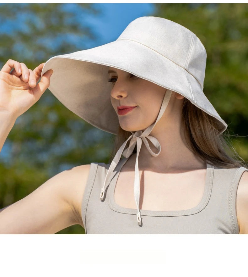 Strap fisherman hat with enlarged brim summer sun protection hat sun shading UV protection lightweight and breathable sun hat Zpaxo