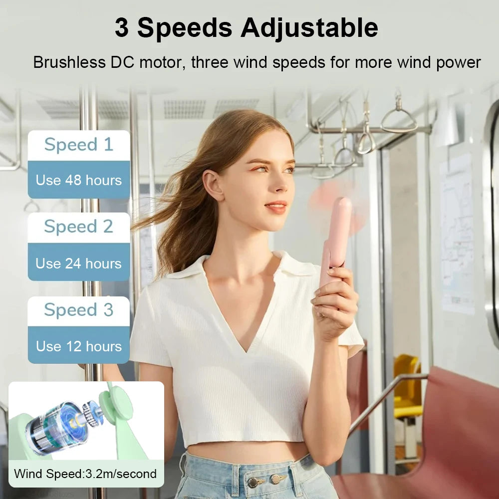 Mini Portable Fan 2000mAh Rechargeable Foldable Small Pocket Handy